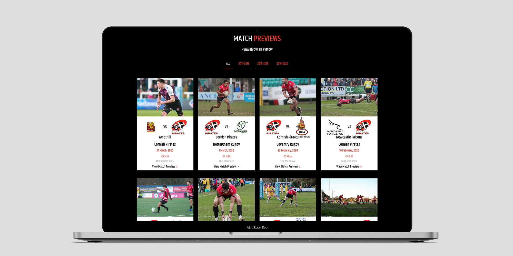 Cornish Pirates Wordpress Website Design Match Previews