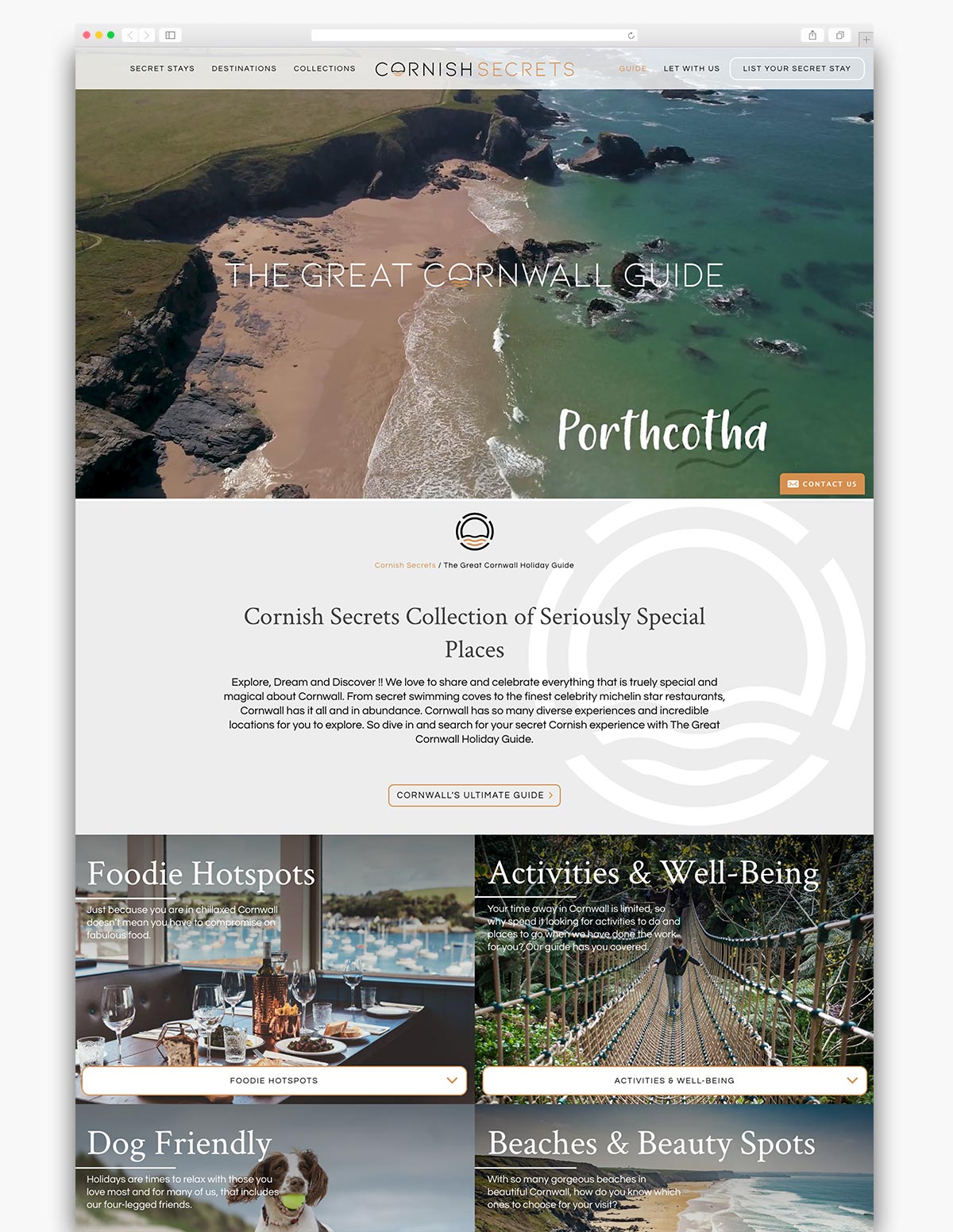 Cornish Secrets Wordpress Website Page Design