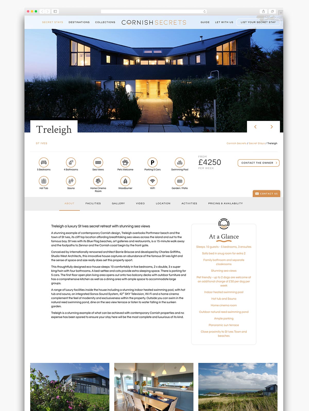 Cornish Secrets Wordpress Website Page Design