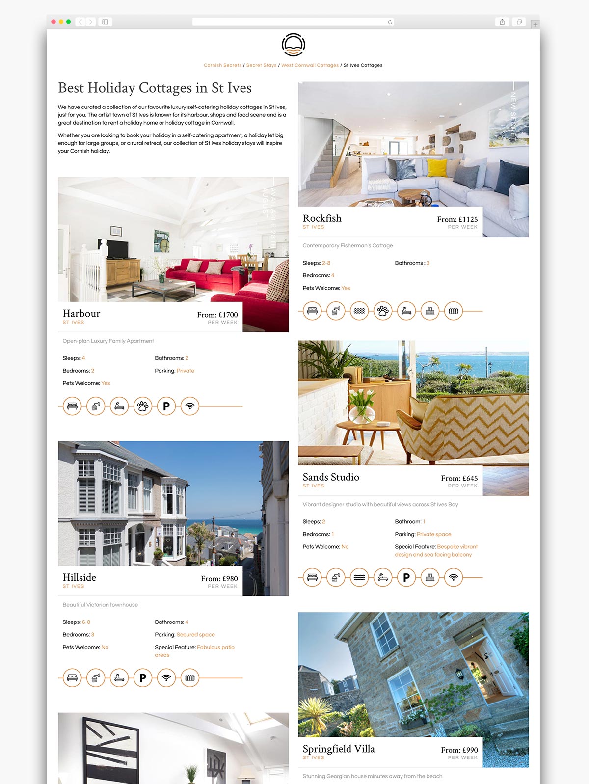 Cornish Secrets Wordpress Website Page Design