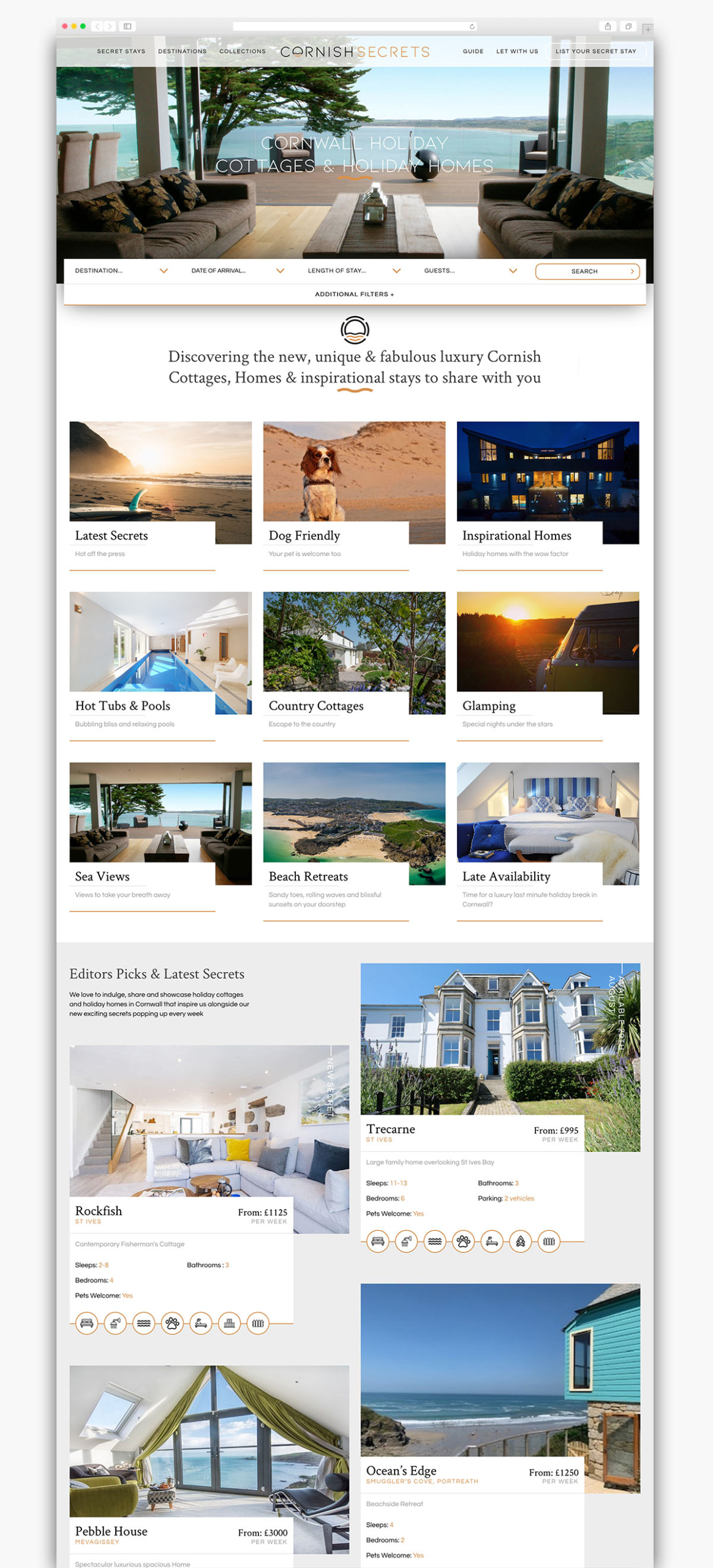 Cornish Secrets Wordpress Homepage Design