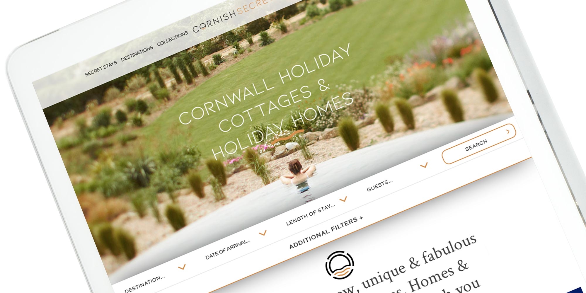 Cornish Secrets Wordpress Website Design on Tablet