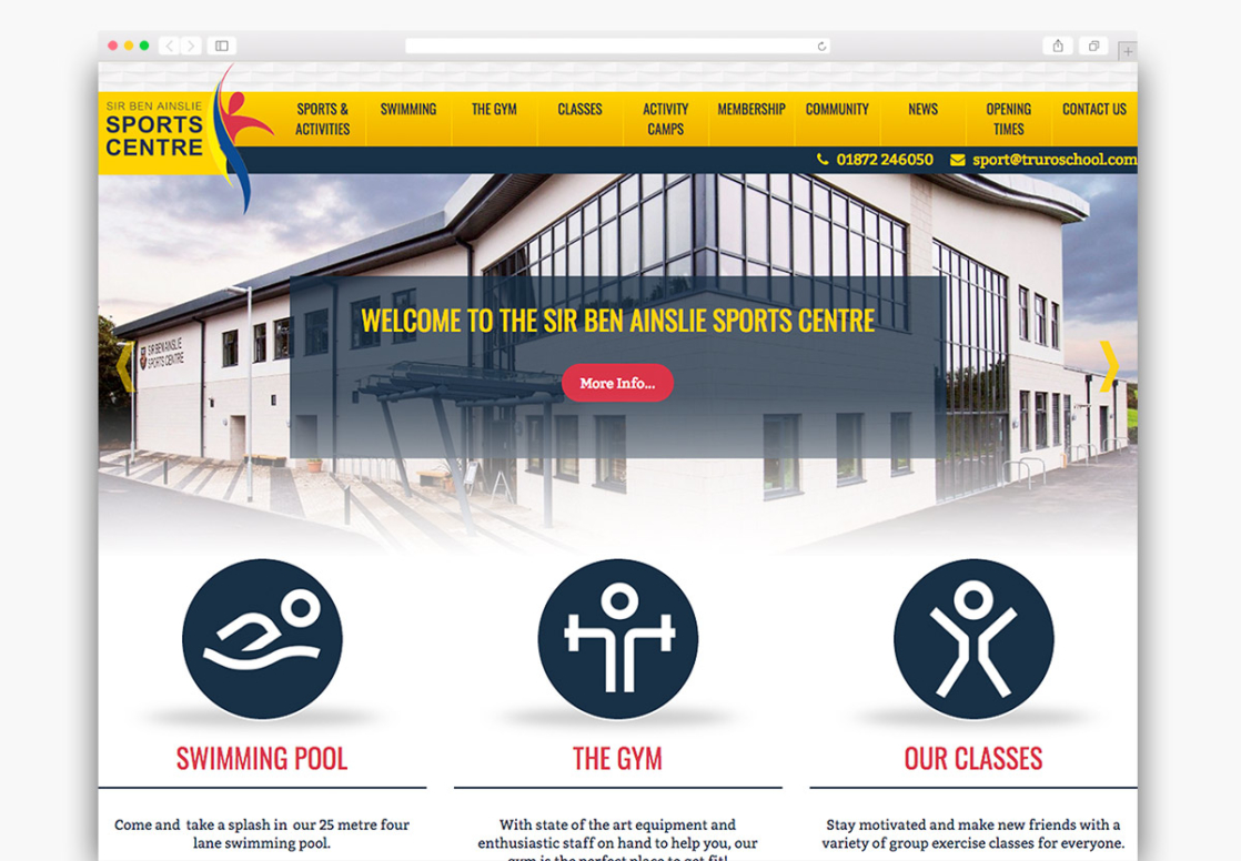 Sir Ben Ainslie Sports Centre Wordpress Website Homepage Design