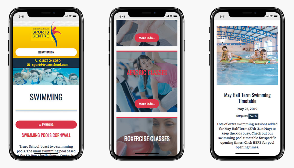 Sir Ben Ainslie Sports Centre Wordpress Website Design on Mobile Devices
