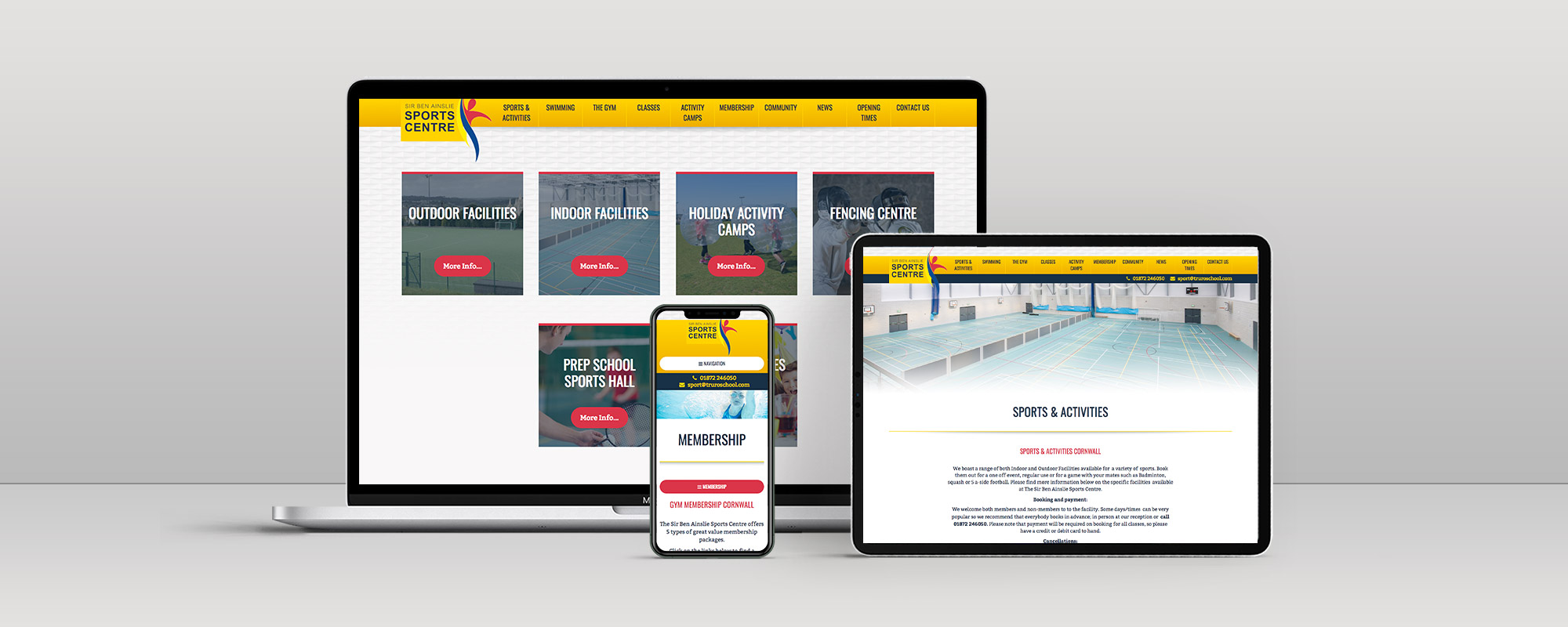 Sir Ben Ainslie Sports Centre Wordpress Website Design on 3 Devices