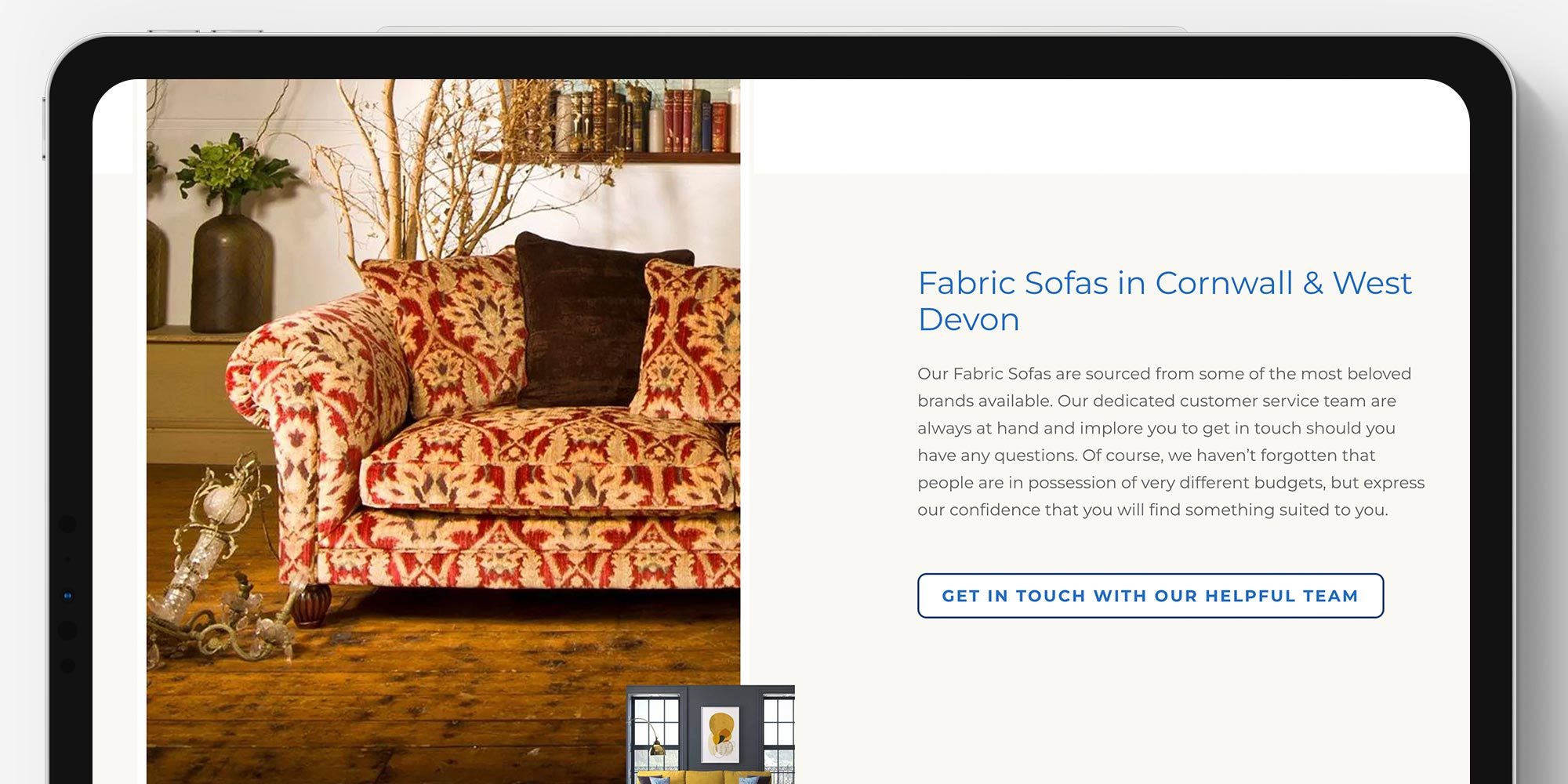 Solomons Furniture Website Design Cornwall on Tablet