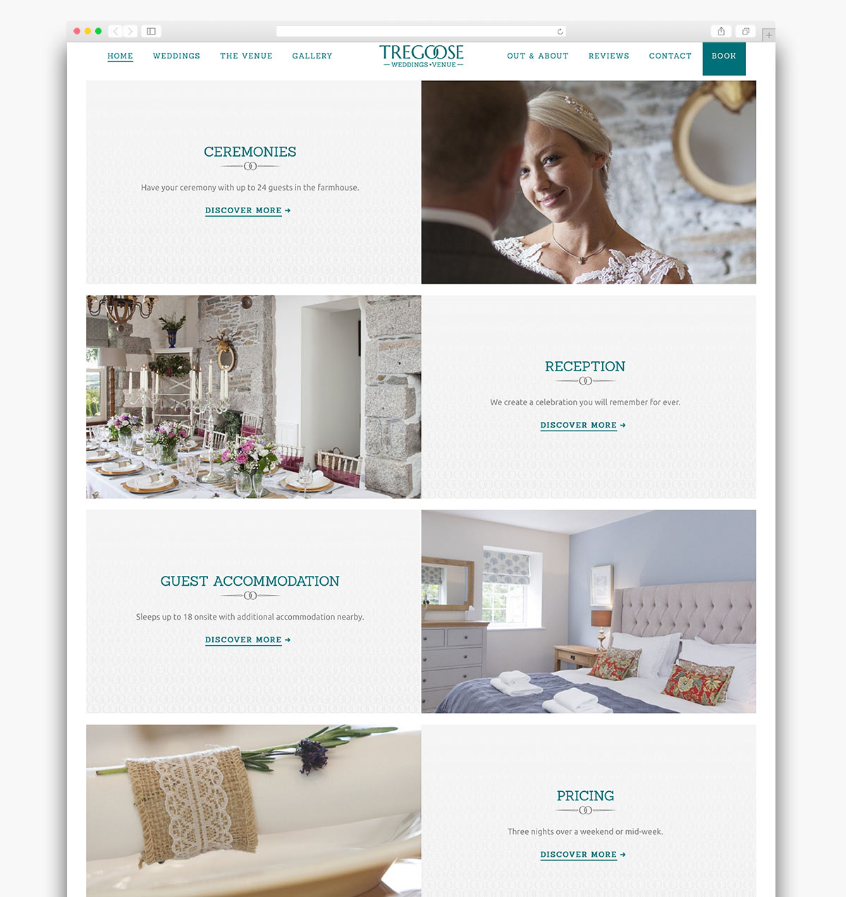 Tregoose Weddings Wordpress Website Design Page