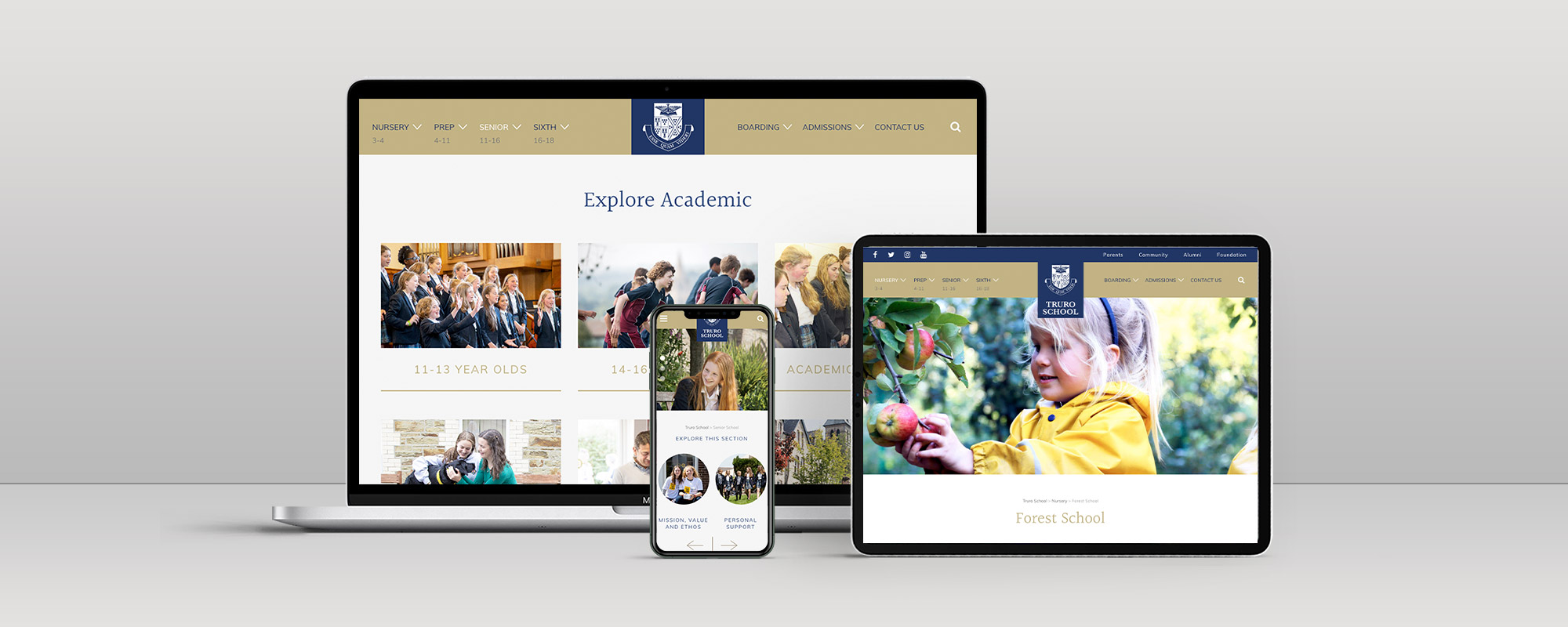 Truro School Wordpress Website on 3 Devices