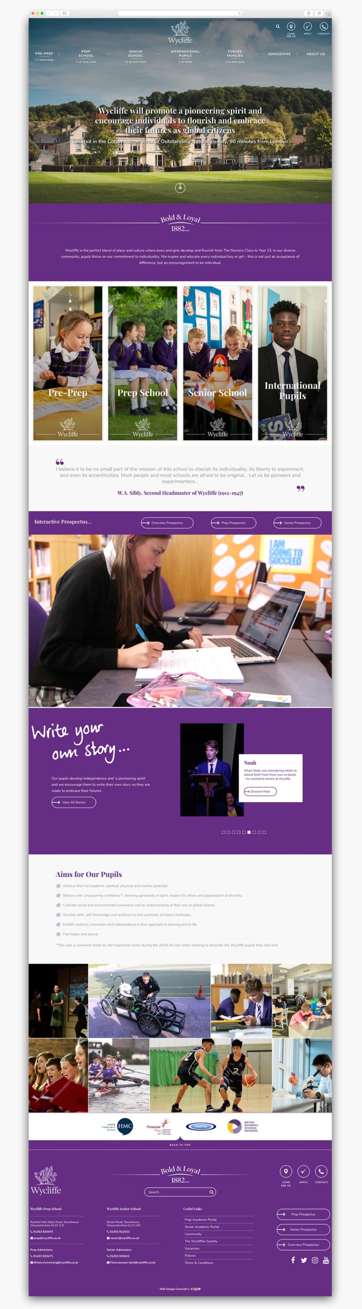 Wycliffe College Wordpress Website Homepage Design