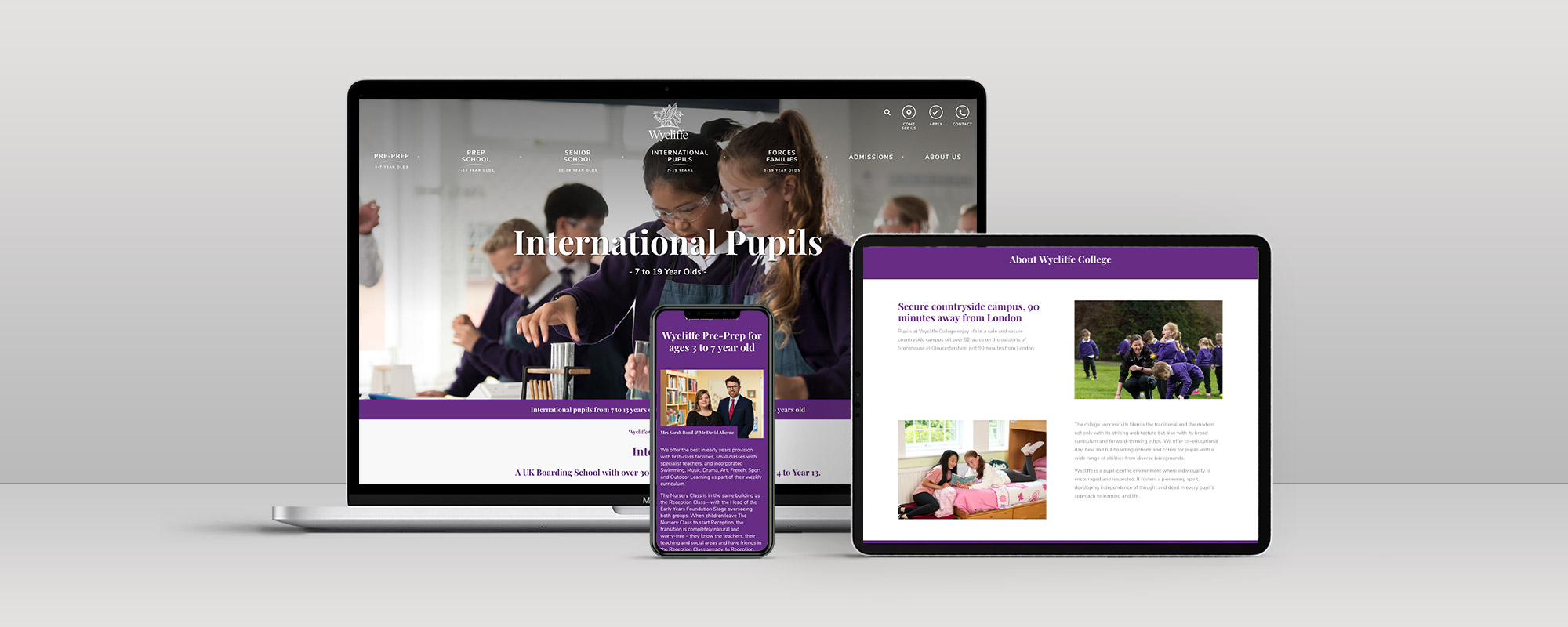 Wycliffe College Wordpress Website Design on 3 Devices