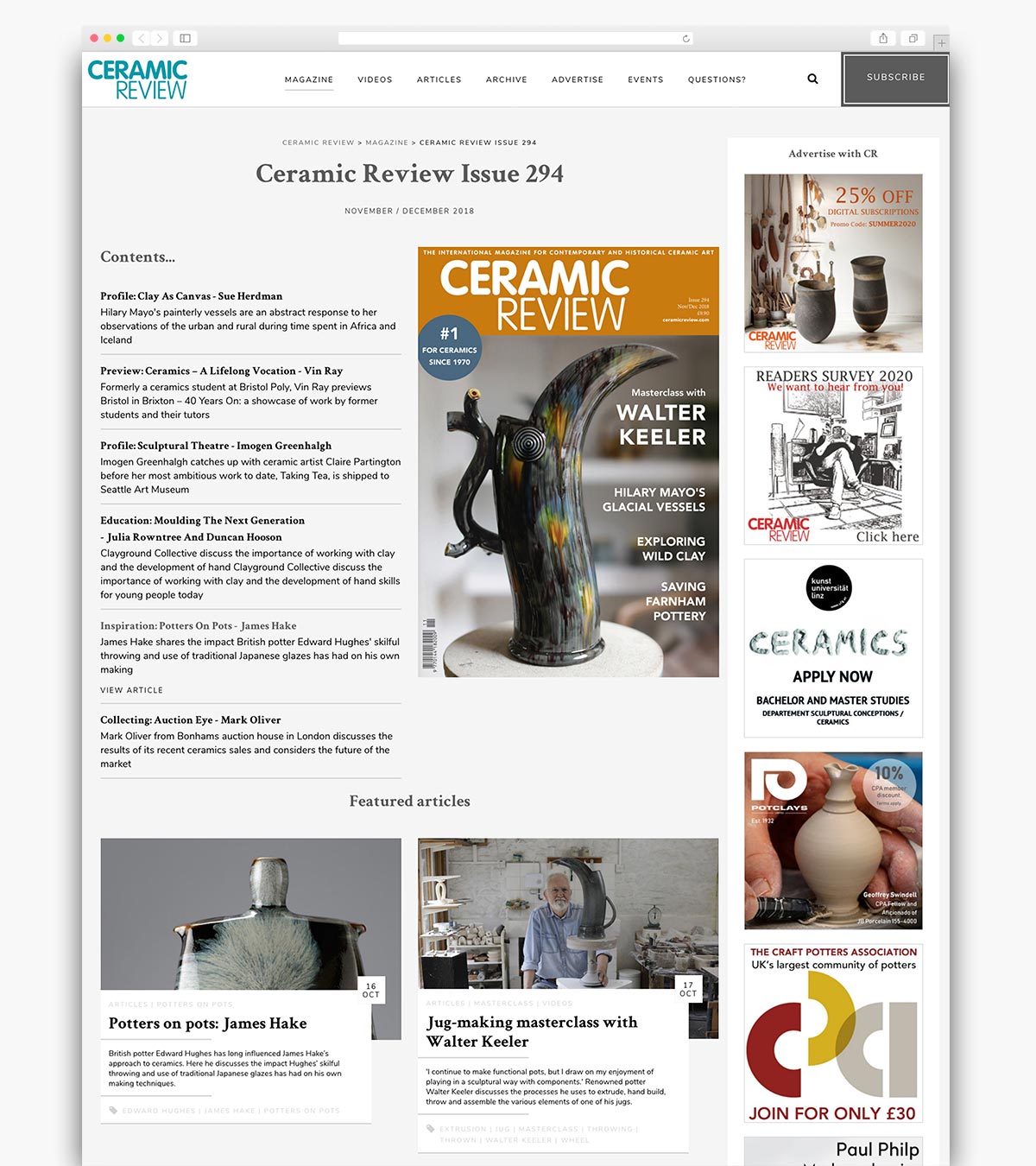 Ceramic Review Wordpress Website Page Design