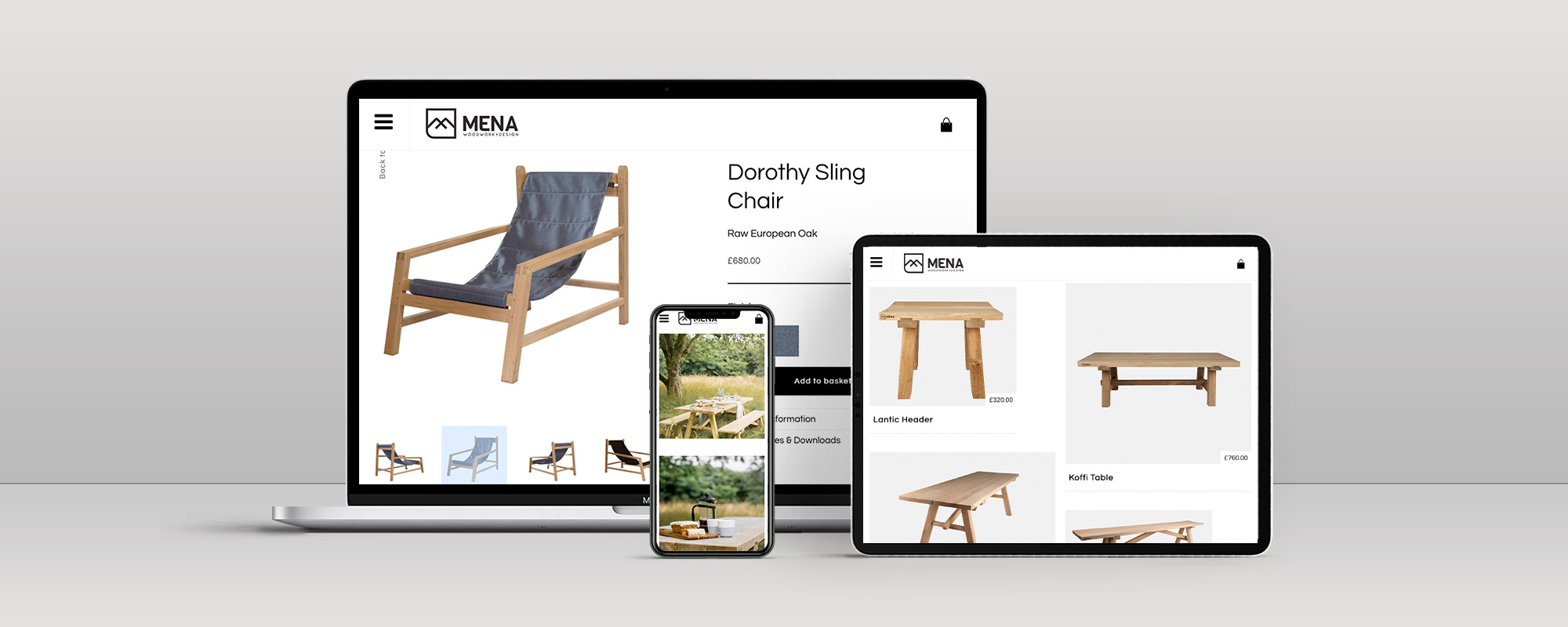 Mena Woodwork Wordpress Website Design on 3 Devices