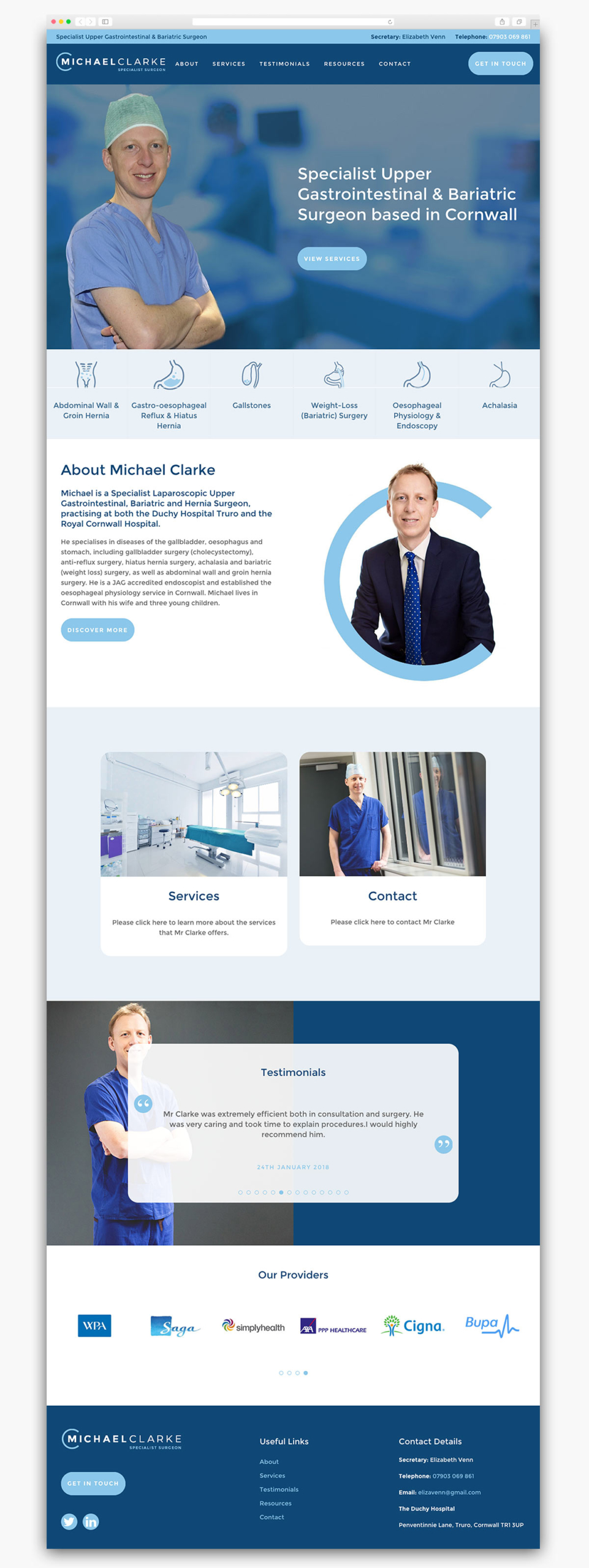 Michael Clarke Homepage Website Design