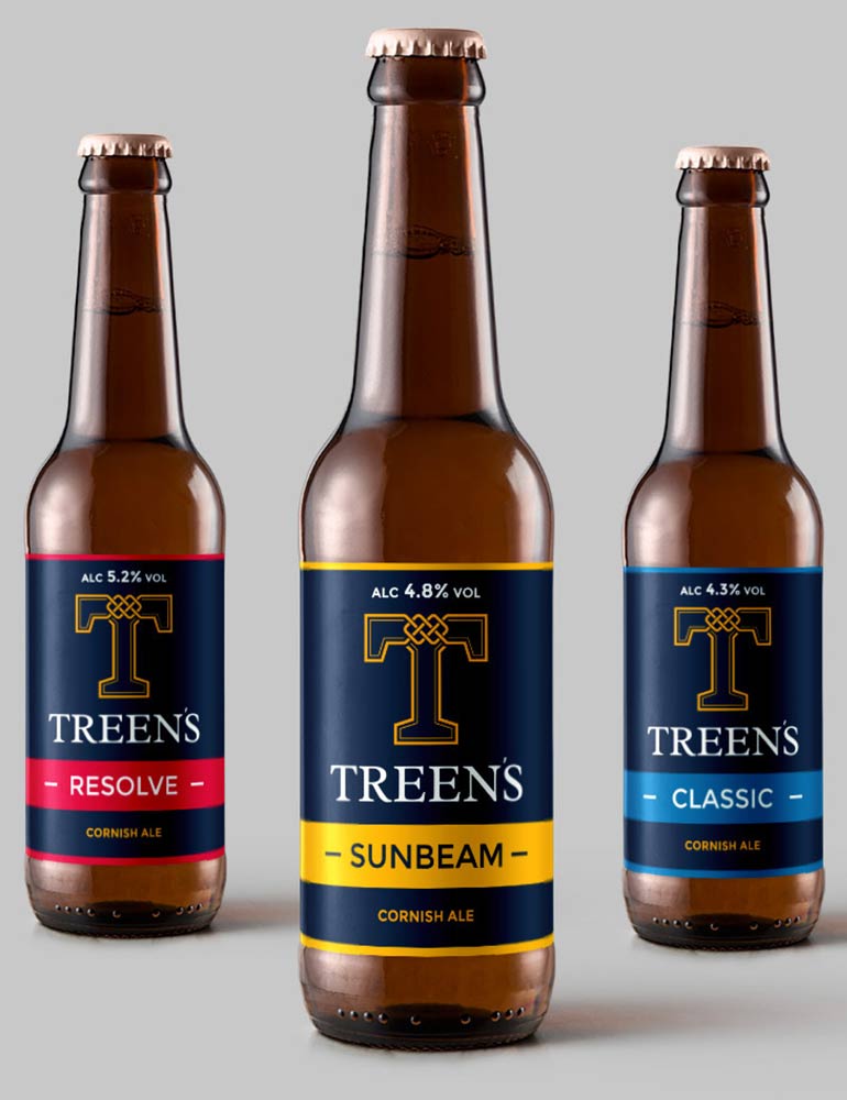 Treen's Brewery Logo Design on Beer Labels
