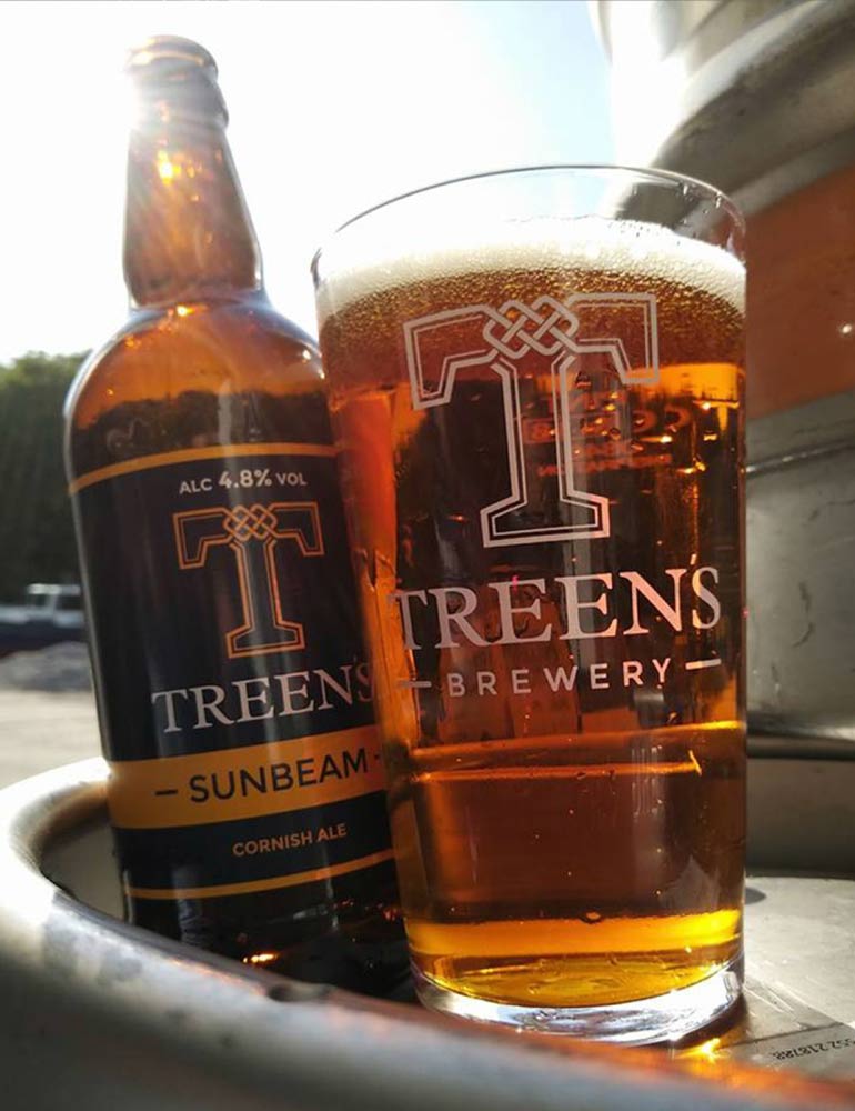 Treen’s Brewery Print Design on Bottle and Glass