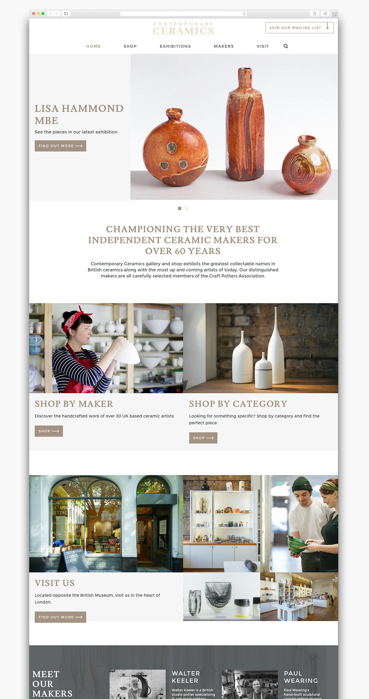 Contemporary Ceramics Ecommerce Website Homepage Design