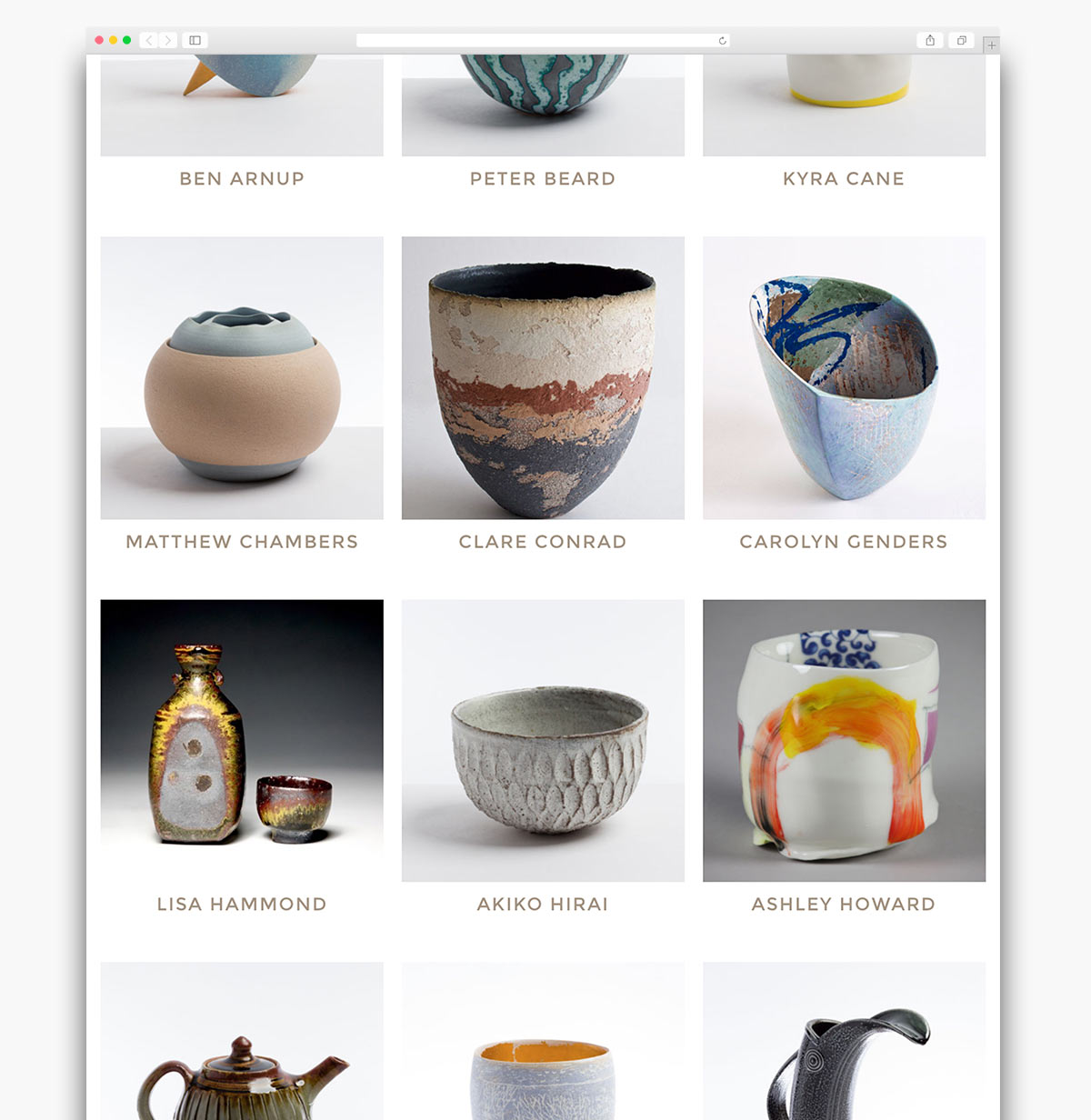 Contemporary Ceramics Ecommerce Website Page Design