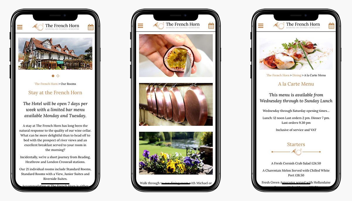 The French Horn Wordpress Website Design on Mobile Devices