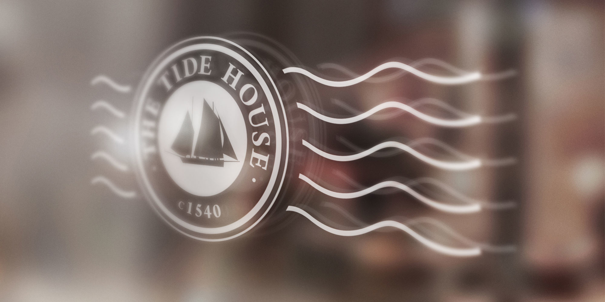 The Tide House Logo Design on Glass