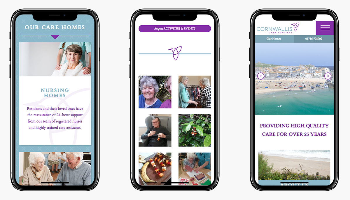 Cornwallis Care Website Design on Mobiles