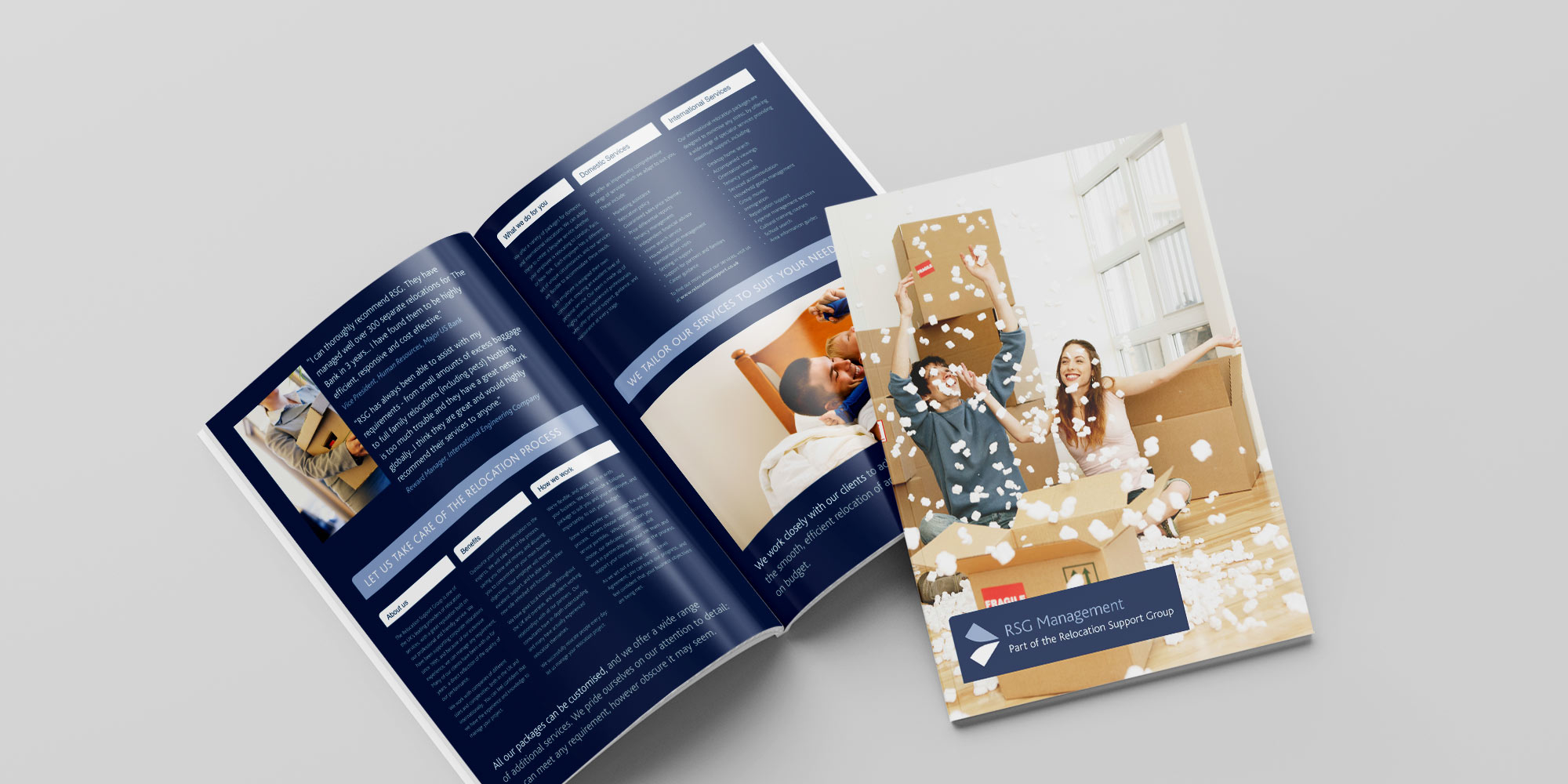 Relocation Support Services Logo Design on a Brochure
