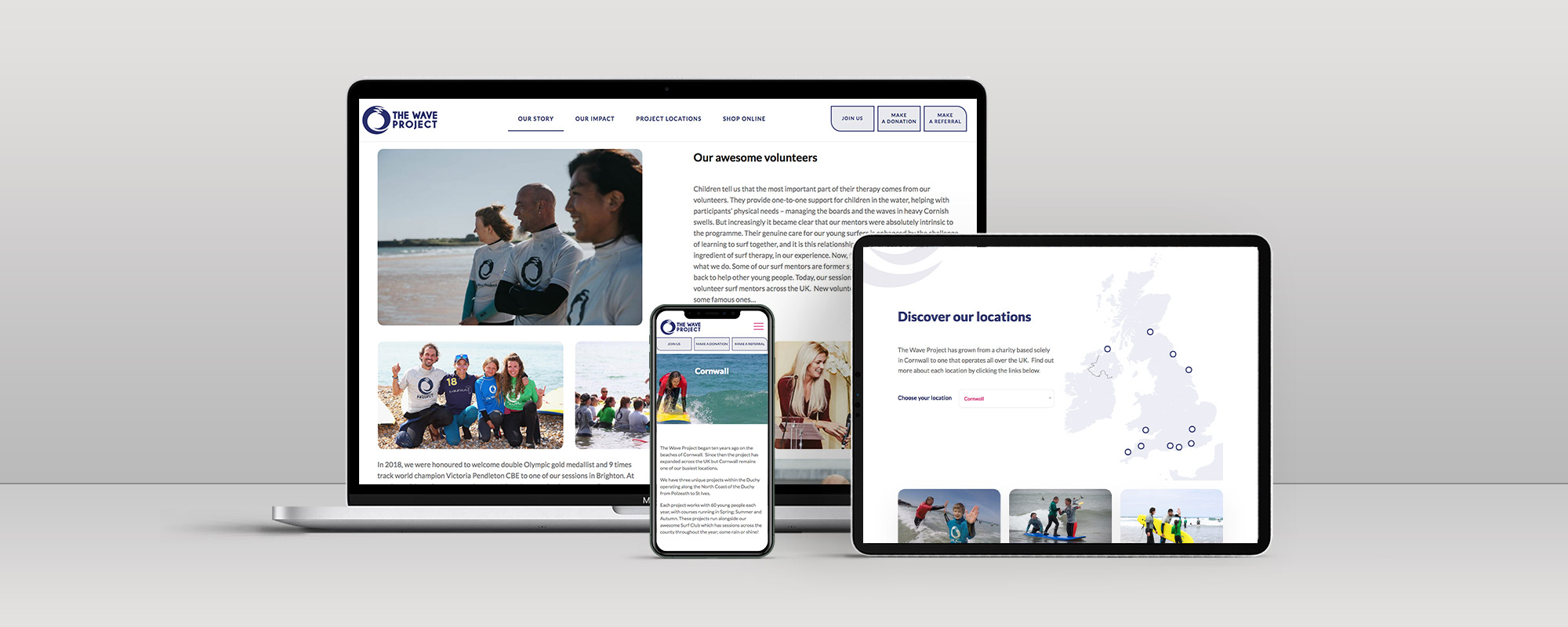Waves Project Website Design on 3 Devices