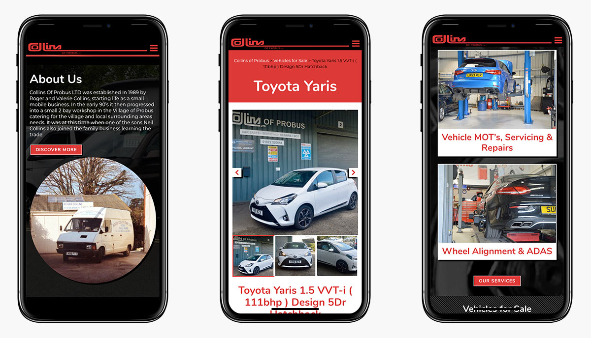 Collins of Probus Website Design on Mobile Devices