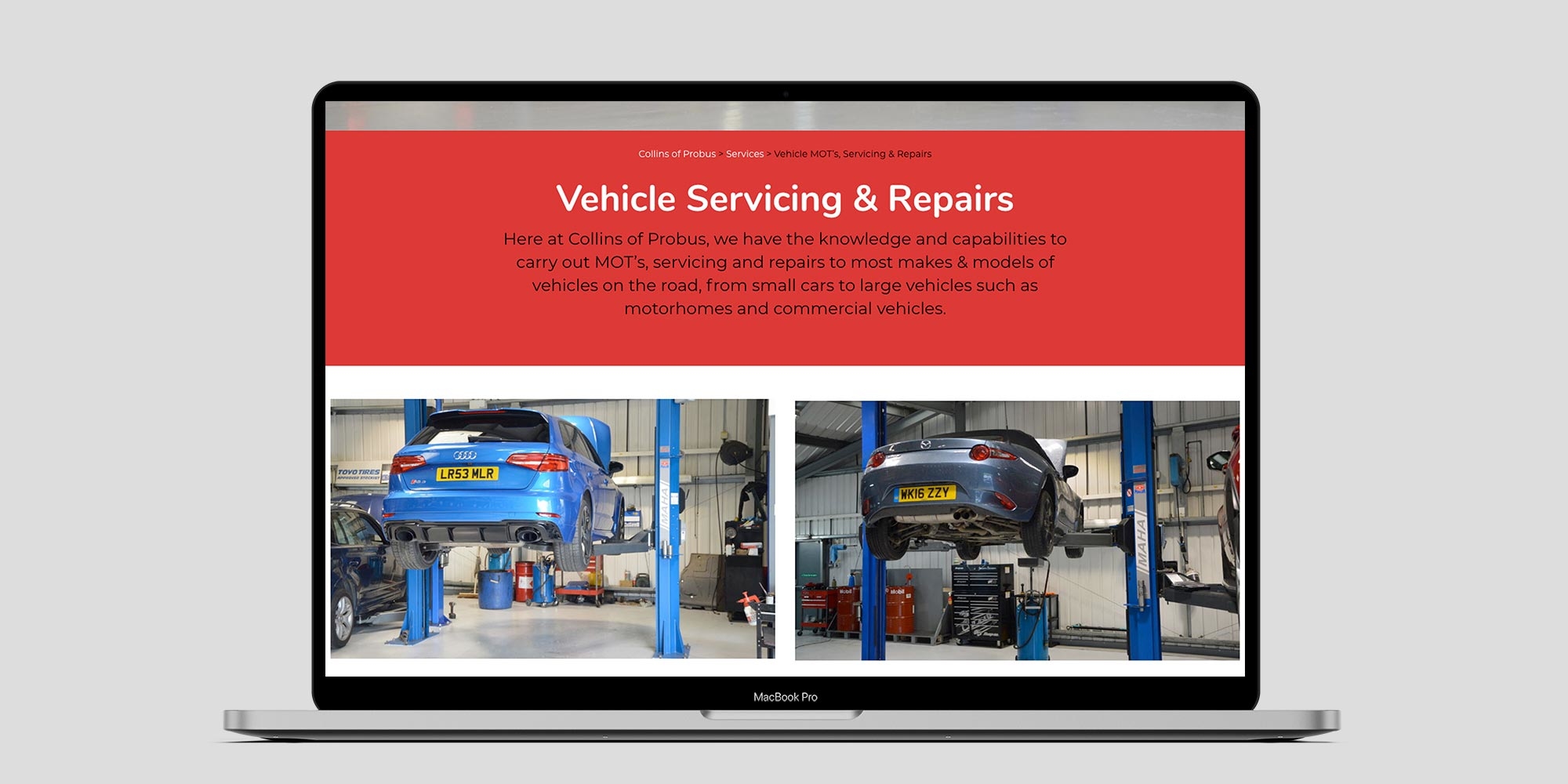 Collins of Probus Website Design on a Laptop