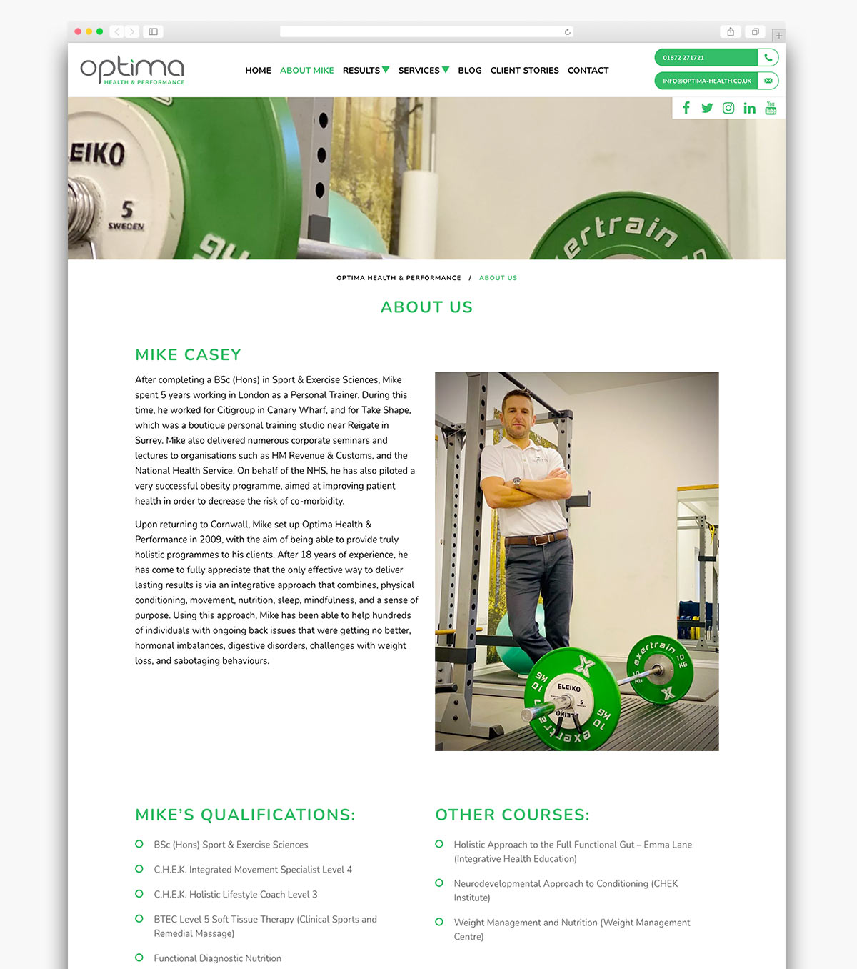 Optima page Design in Cornwall