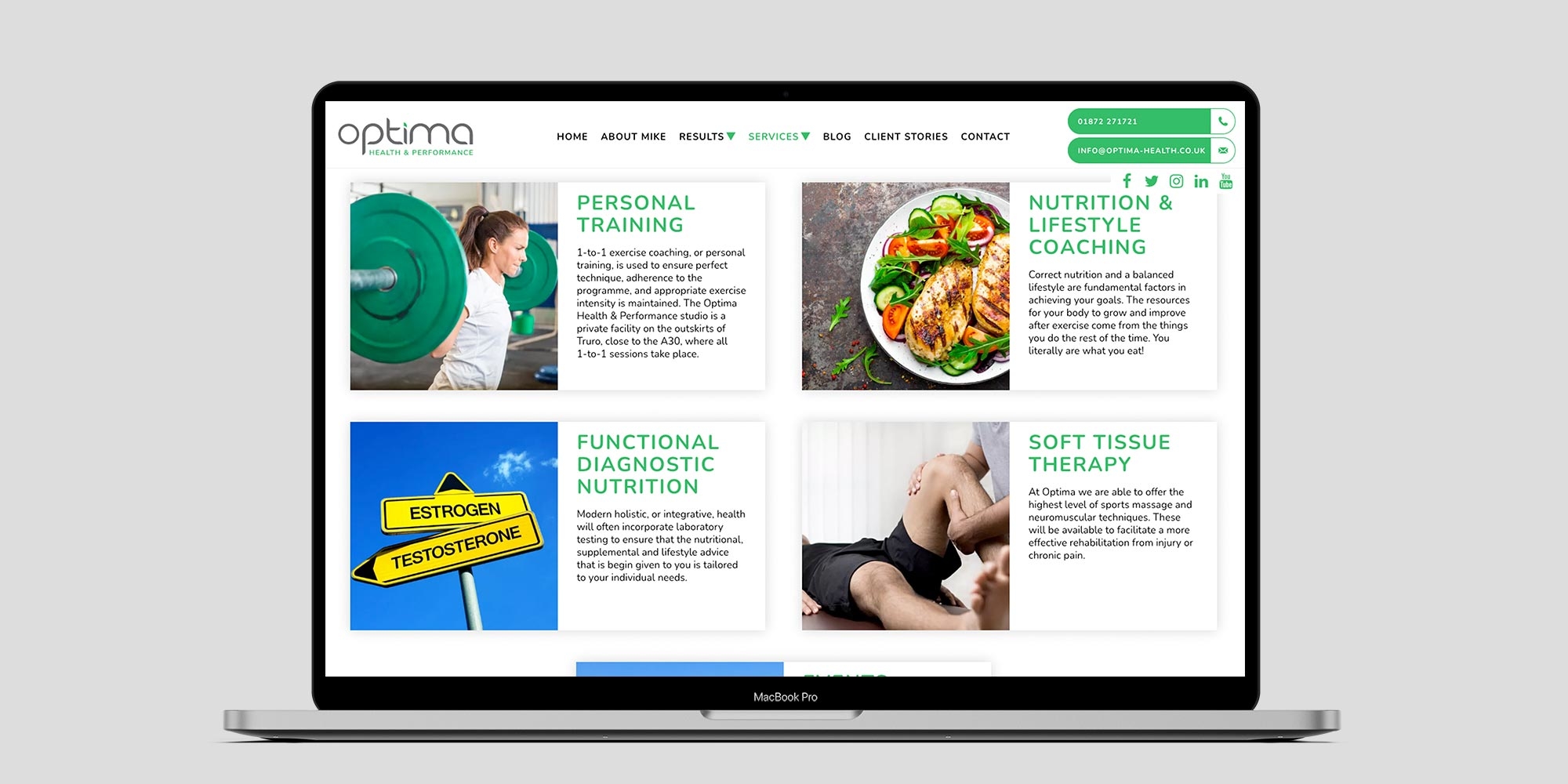 Optima Website Design on a Laptop