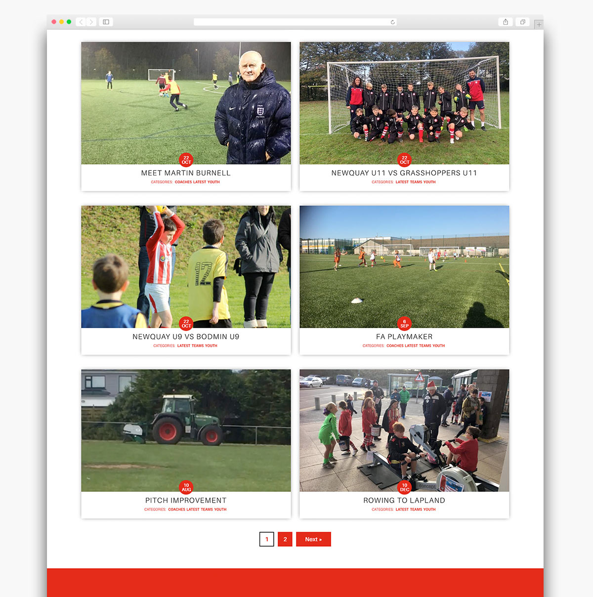 Newquay AFC Youth Website Design Cornwall on Desktop