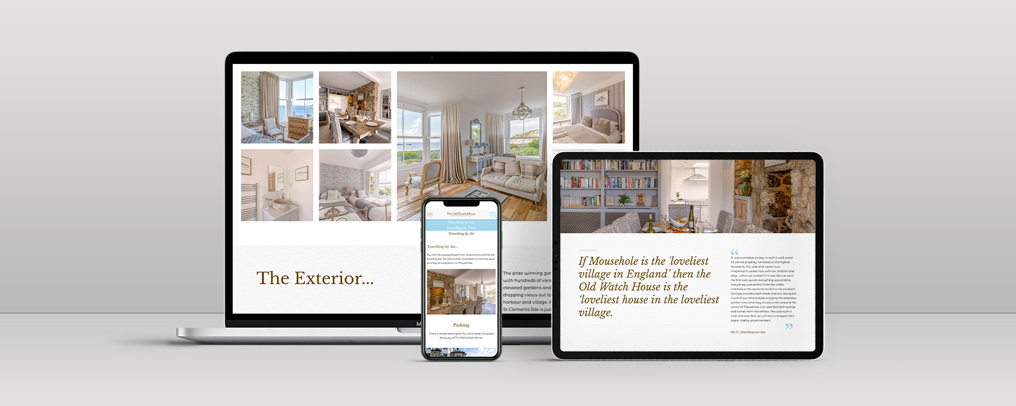 Old Watch House Website Design on 3 devices