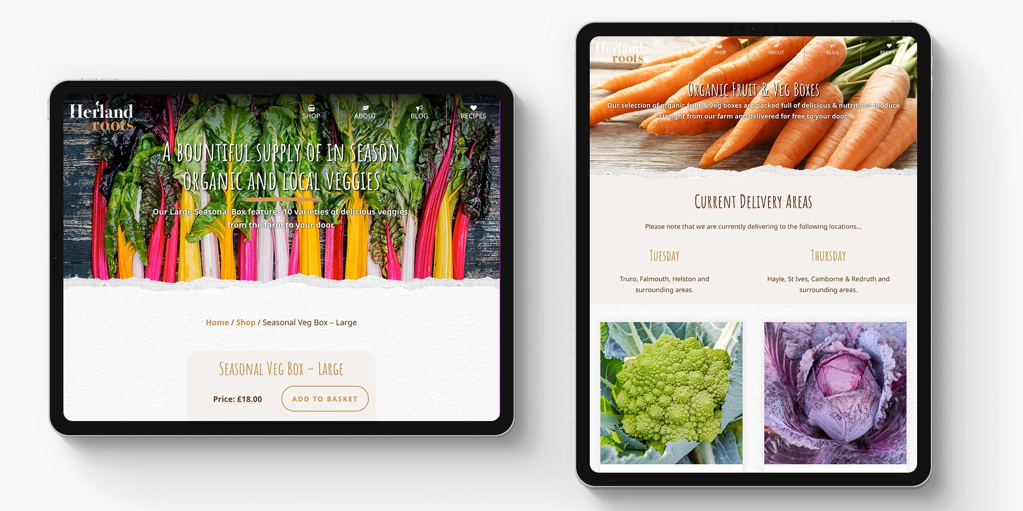 Herland Roots Woocommerce Website Design Cornwall on Tablets