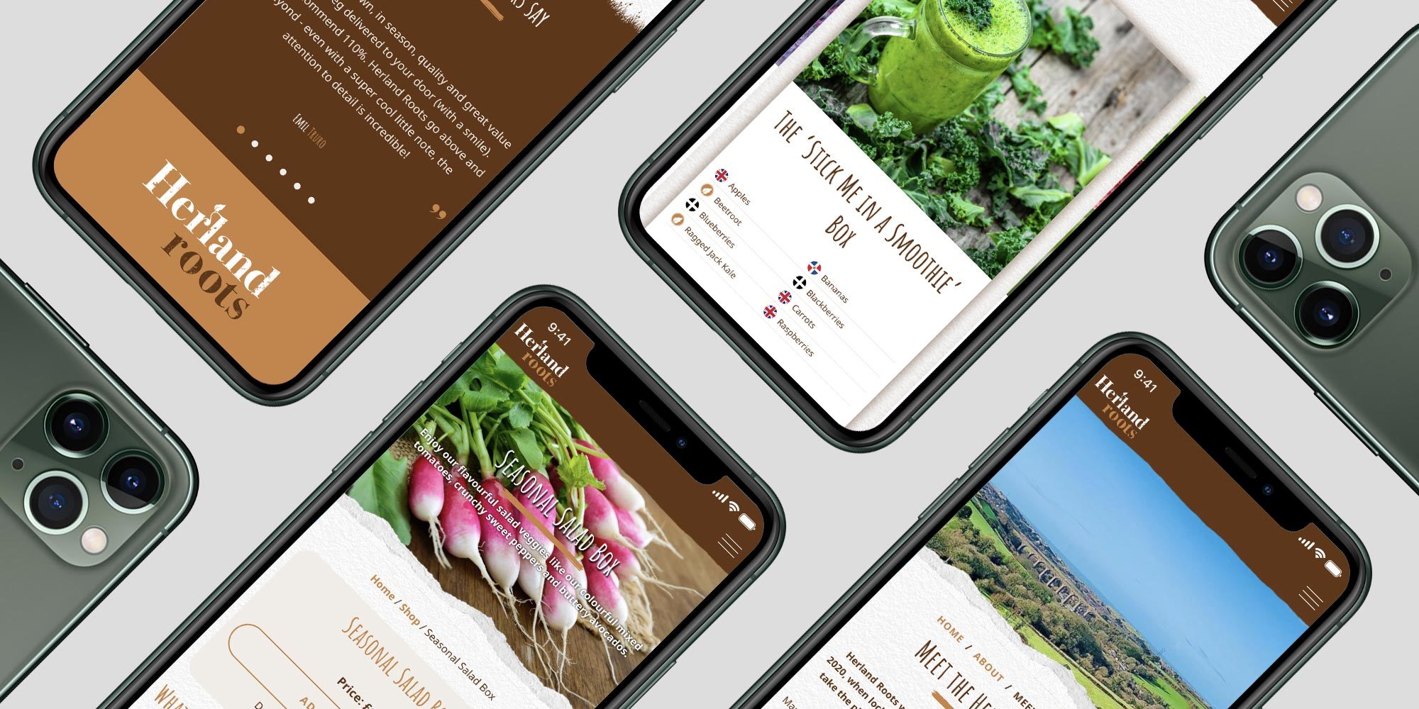 Herland Roots Woocommerce Website Design Cornwall on Mobiles