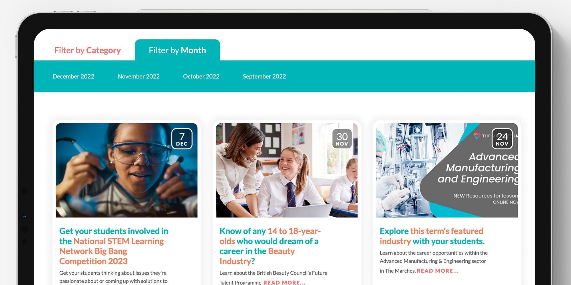 Marches Careers Hub Website Design Cornwall on Tablet
