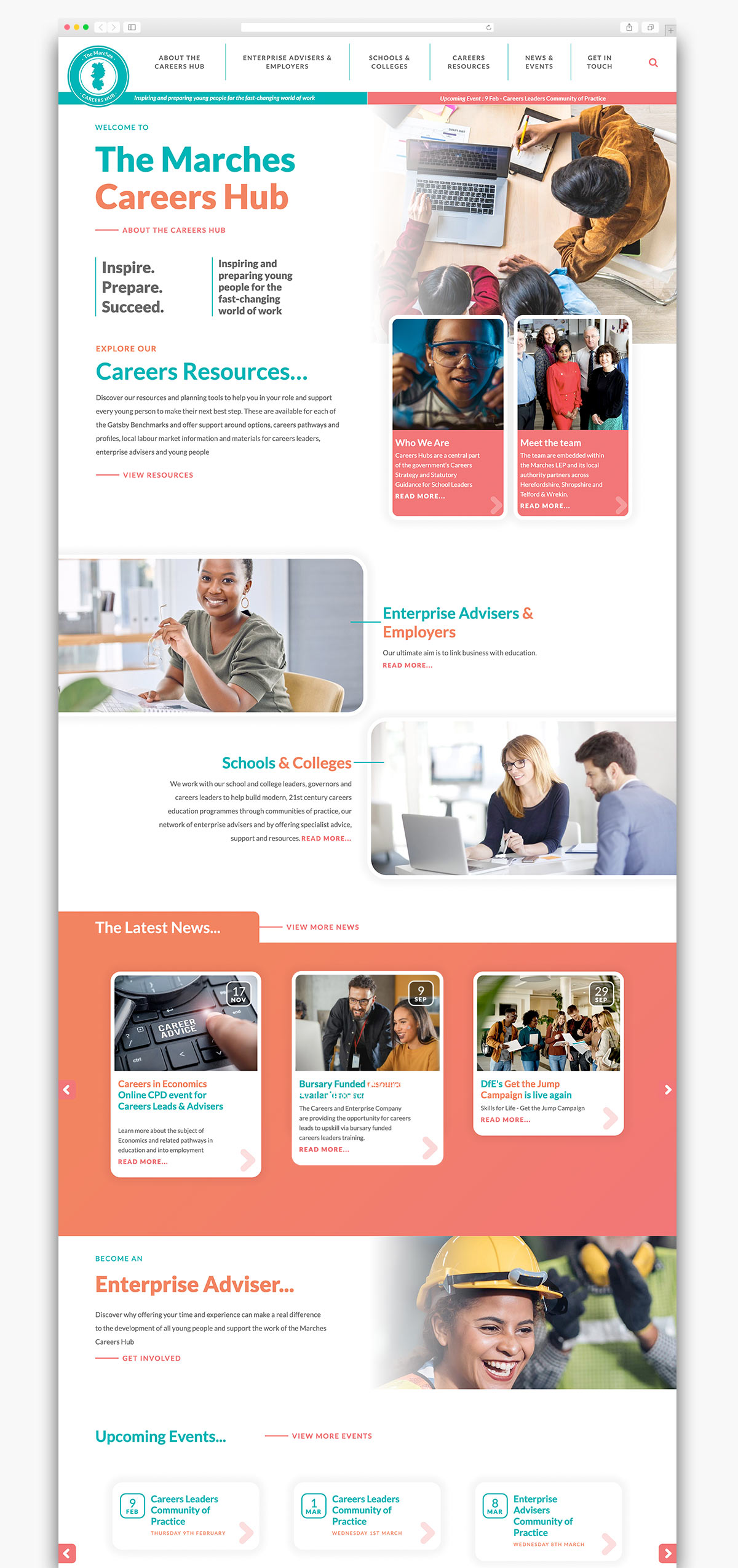 Marches Careers Hub Homepage Website Design