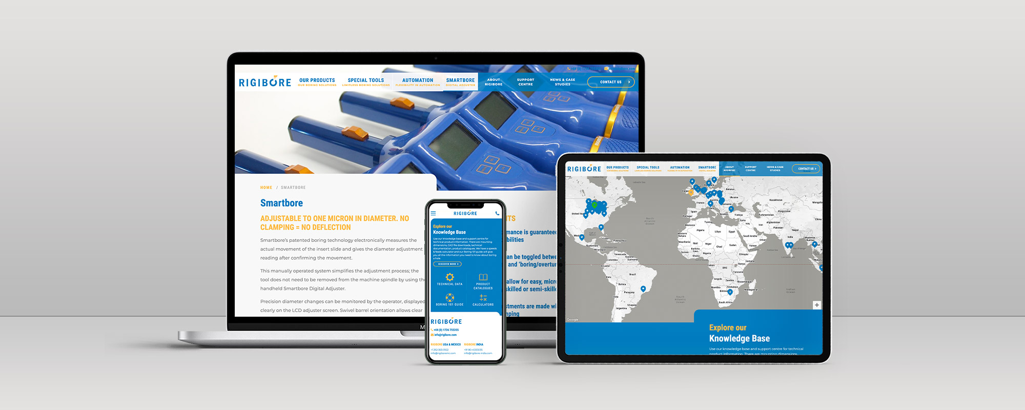 Rigibore Website Design on 3 devices