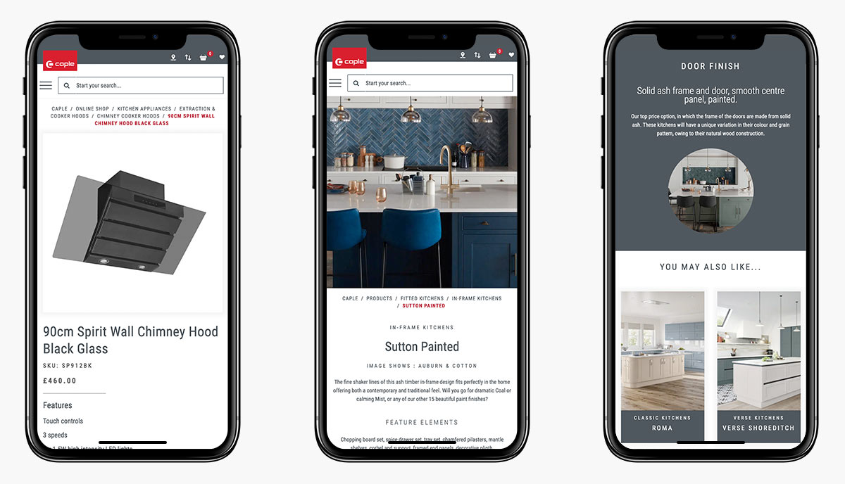 Caple Website Design on mobiles